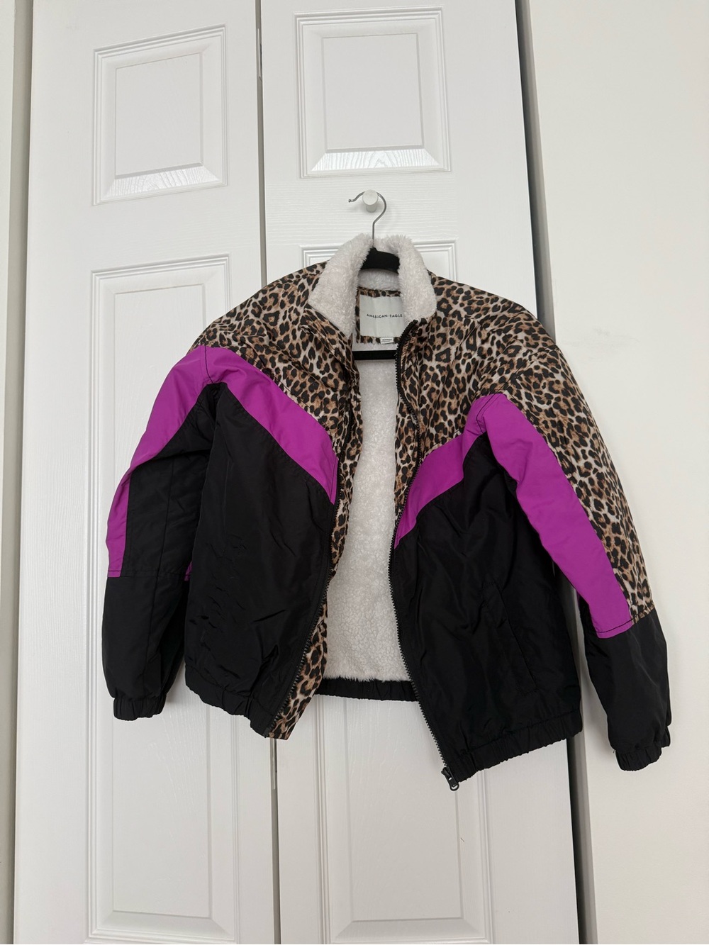 American Eagle Outfitters leopard print puffer jacket size XS